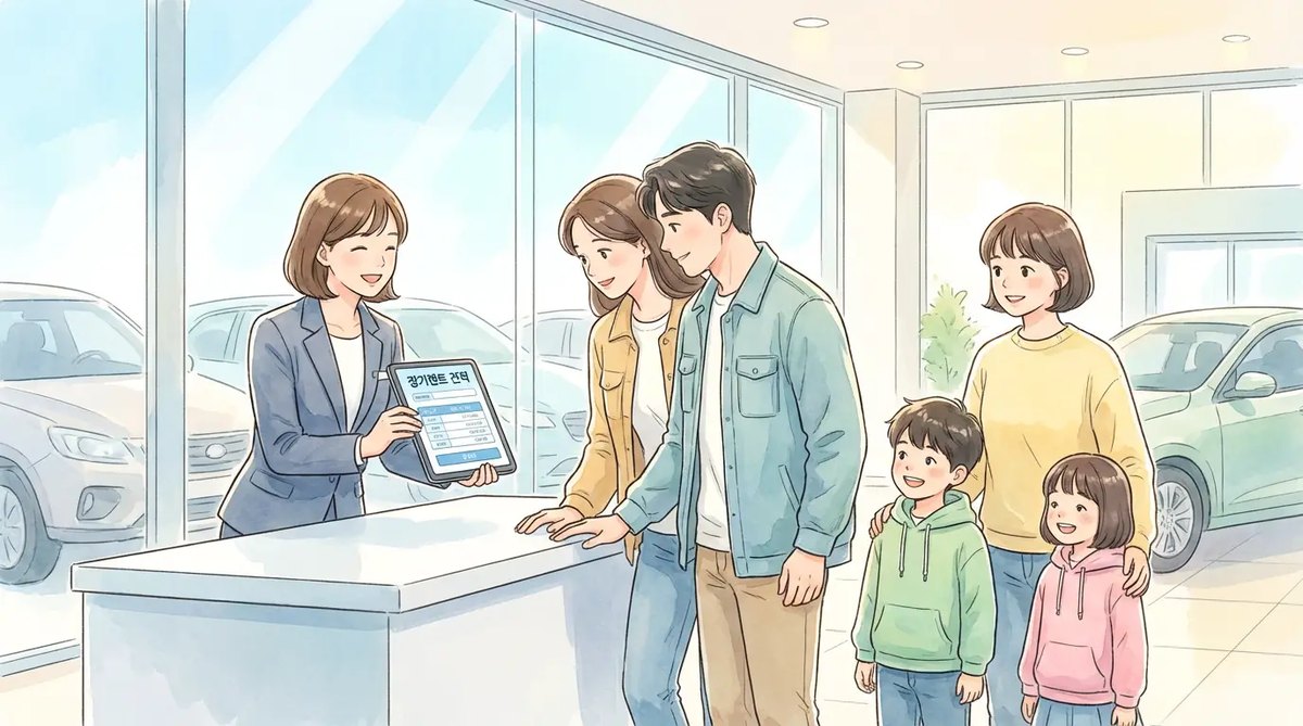 가족 주말 렌트 상담 일러스트